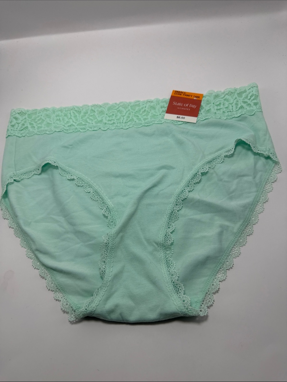 State of Day Lace-Trim Bikini Panty in Mint Green